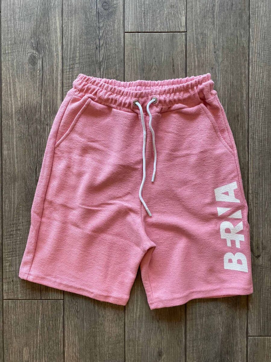 BERNA Bermuda garzato con stampa logo verticale 220414 Rosa