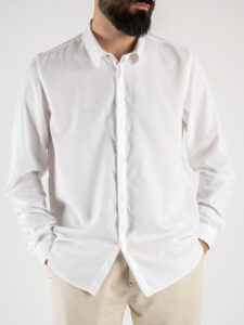 BERNA Camicia basica misto cotone con colletto 220083 Bianco (1)