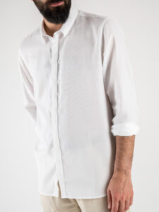 BERNA Camicia basica misto cotone con colletto 220083 Bianco (2)