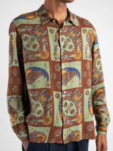 BERNA Camicia in viscosa stampa bandana 220095 Marrone (9)