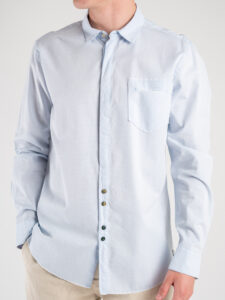 BERNA Camicia jacquard azzurra in cotone operato 220192 (2)