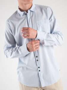 BERNA Camicia jacquard azzurra in cotone operato 220192 (3)