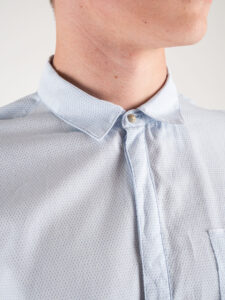 BERNA Camicia jacquard azzurra in cotone operato 220192 (8)