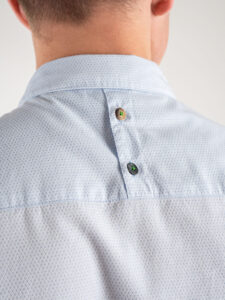 BERNA Camicia jacquard azzurra in cotone operato 220192 (9)