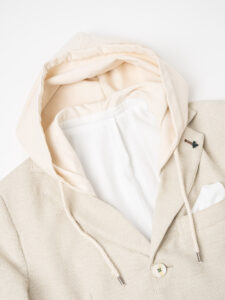 BERNA Giacca da abito elaborata in misto lino con cappuccio rimovibile 220367 Naturale (8)