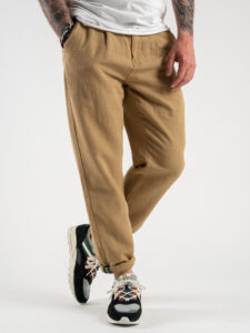 BERNA Pantalone morbido con coulisse in misto lino 220319 Deserto (1)