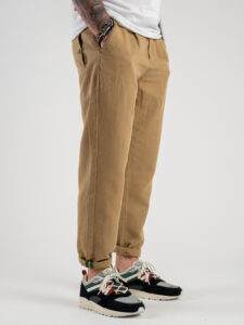 BERNA Pantalone morbido con coulisse in misto lino 220319 Deserto (2)
