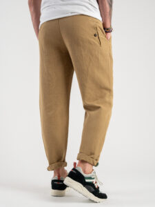 BERNA Pantalone morbido con coulisse in misto lino 220319 Deserto (3)