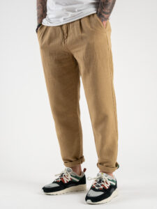 BERNA Pantalone morbido con coulisse in misto lino 220319 Deserto (6)