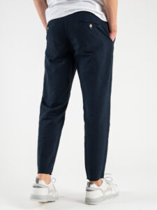 BERNA Pantalone morbido con coulisse in misto lino 220319 Navy (3)