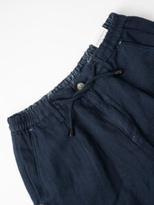 BERNA Pantalone morbido con coulisse in misto lino 220319 Navy (6)