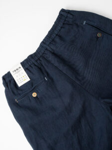 BERNA Pantalone morbido con coulisse in misto lino 220319 Navy (7)