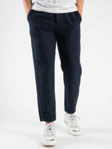 BL11 Pantalone con coulisse in misto lino NUOTO Blu (5)