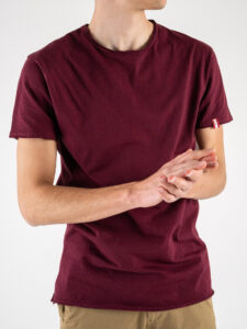 BL11 T-shirt in cotone con dettagli sulla manica sinistra BASIC Bordeaux (1)