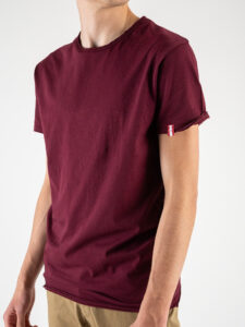 BL11 T-shirt in cotone con dettagli sulla manica sinistra BASIC Bordeaux (3)