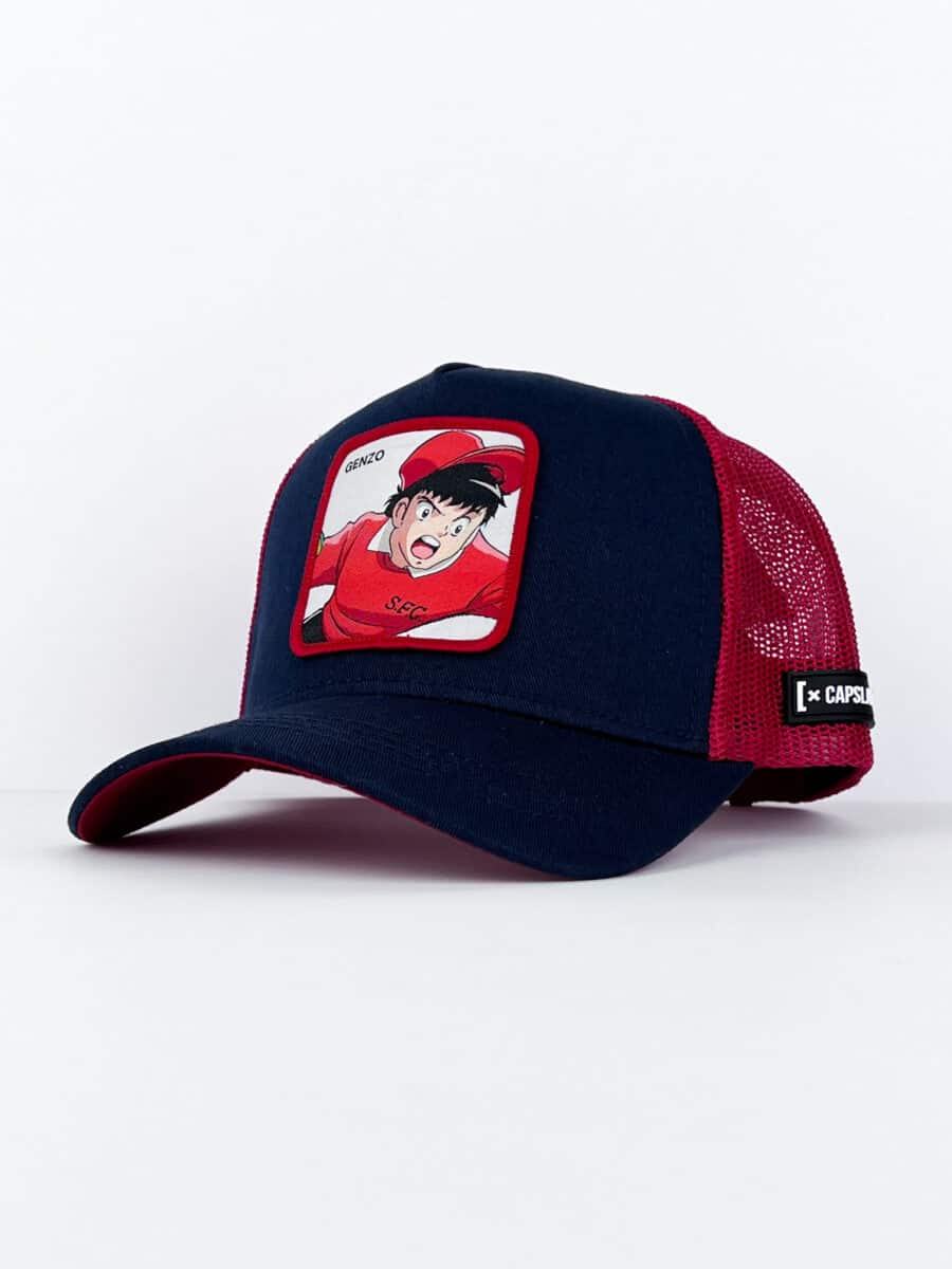 CAPSLAB Cappellino Holly & Benji blu con retina rossa e patch bianca GENZO Blu