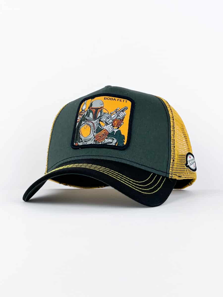 CAPSLAB Cappellino Star Wars verde con retina gialla e patch arancio BOBA FETT