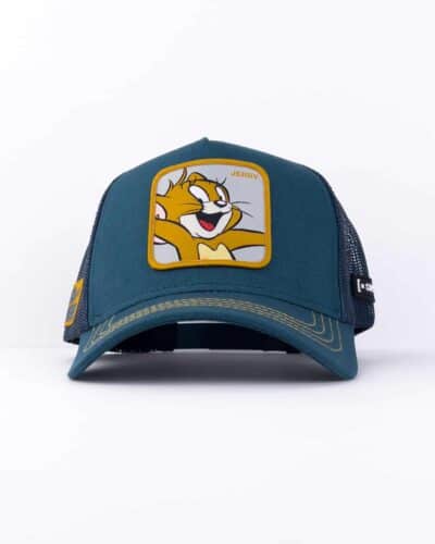 CAPSLAB Cappellino verde smeraldo Walt Disney con stampa patch grigia Tom Jerry JERRY331 CAPSLAB CAPSLAB Cappellino verde smeraldo Walt Disney con stampa patch grigia Tom & Jerry JERRY