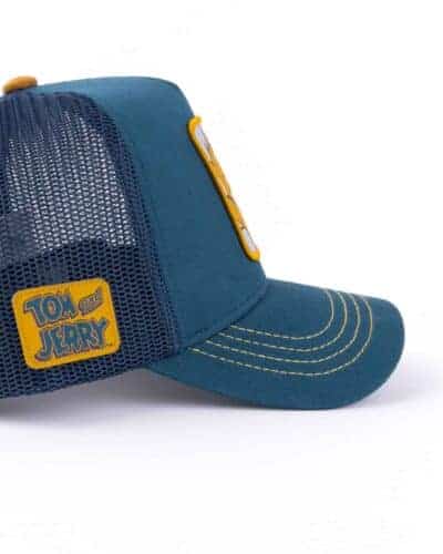 CAPSLAB Cappellino verde smeraldo Walt Disney con stampa patch grigia Tom Jerry JERRY332 CAPSLAB CAPSLAB Cappellino verde smeraldo Walt Disney con stampa patch grigia Tom & Jerry JERRY