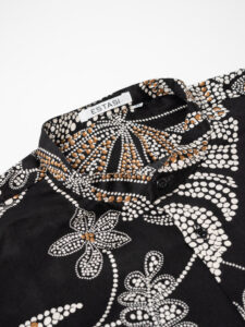 ESTASI Camicia coreana in viscosa stampa floreale nera e beige AMALFI Nera (1)