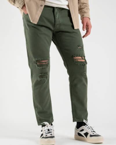 ESTASI Jeans con rotture alle ginocchia KLOPP verde 1 Nuovi Arrivi