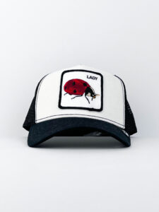 GOORIN BROS Cappellino bianco con becca nera e patch bianca stampa coccinella LADY1