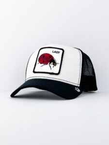 GOORIN BROS Cappellino bianco con becca nera e patch bianca stampa coccinella LADY2