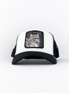 GOORIN BROS Cappellino bianco con patch in pelle nera stampa Giaguaro HOTSHOT1