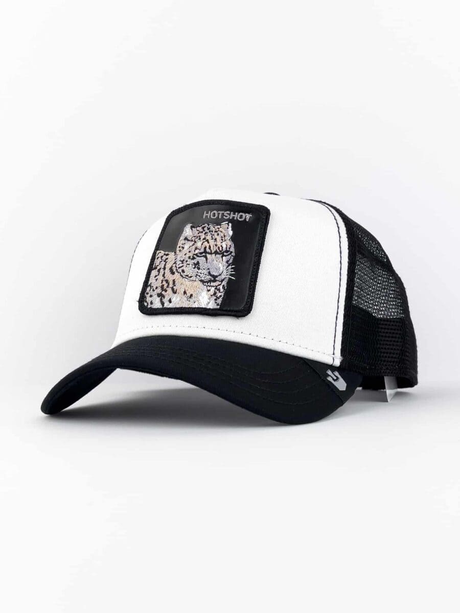 GOORIN BROS Cappellino bianco con patch in pelle nera stampa Giaguaro HOTSHOT