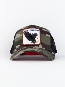 GOORIN BROS Cappellino camouflage con patch bianca stampa aquila FREEDOM Verde2