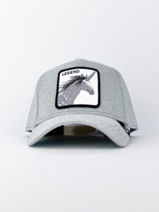 GOORIN BROS Cappellino in glitter grigio chiaro con patch in pelle bianca stampa Unicorno LEGEND2