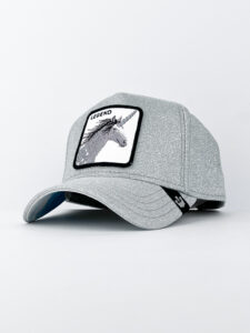 GOORIN BROS Cappellino in glitter grigio chiaro con patch in pelle bianca stampa Unicorno LEGEND3