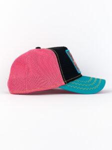 GOORIN BROS Cappellino nero con becca azzurra e rete rosa e patch in pelle nera stampa Fenicottero SQUAD3