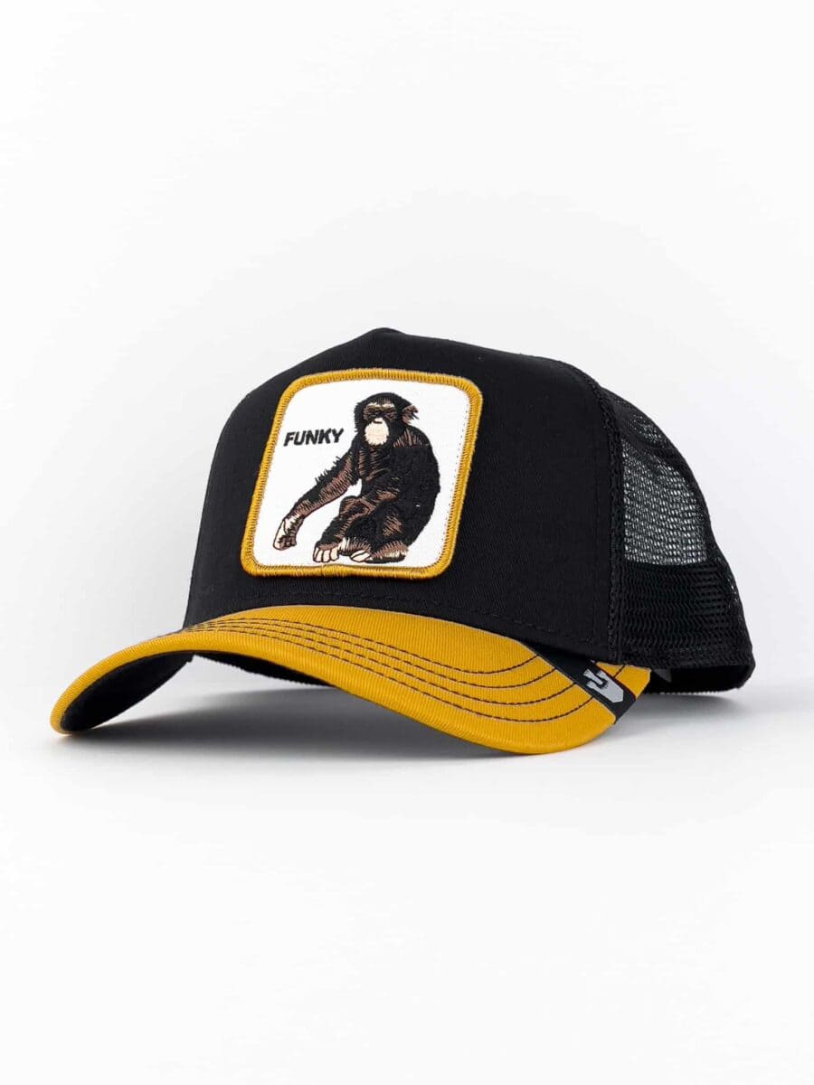 GOORIN BROS Cappellino nero con becca gialla e patch bianca stampa scimmia CP FUNKY