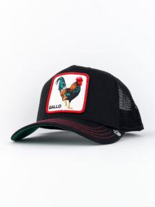 GOORIN BROS Cappellino nero con patch bianca stampa GALLO1