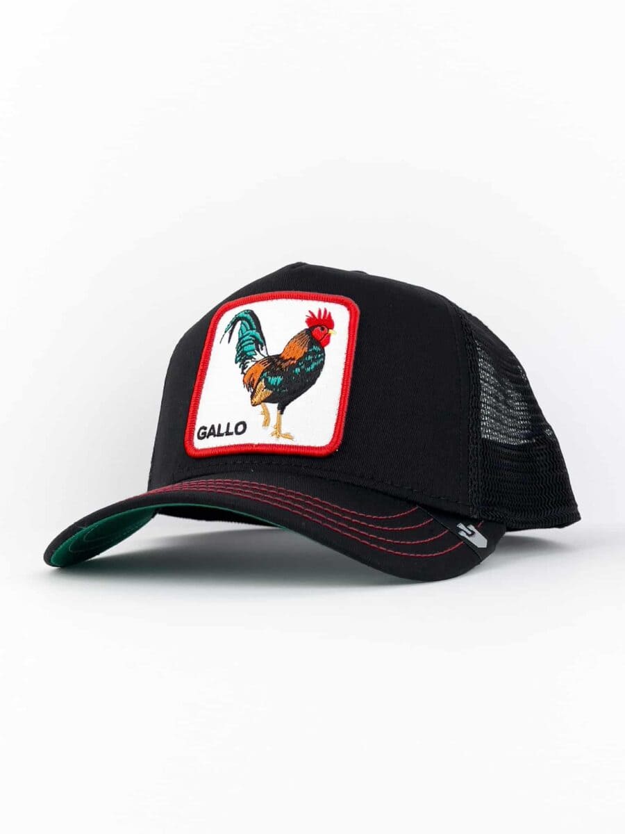 GOORIN BROS Cappellino nero con patch bianca stampa GALLO