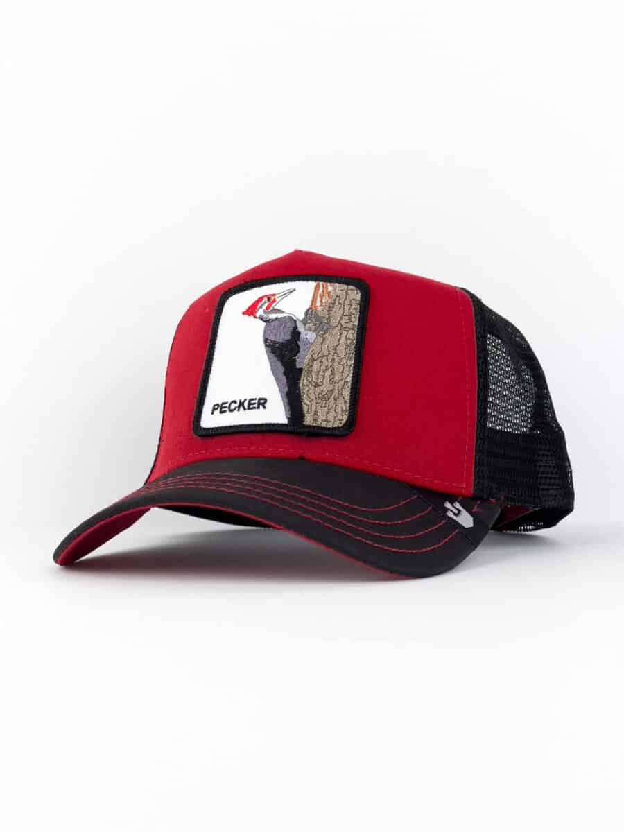 GOORIN BROS Cappellino rosso con patch bianca stampa Picchio PECKER Rosso