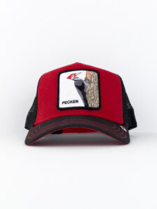 GOORIN BROS Cappellino rosso con patch bianca stampa Picchio PECKER Rosso2
