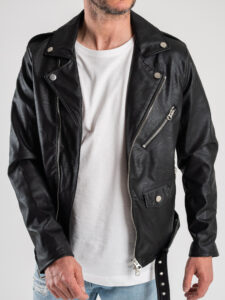 IMPERIAL Chiodo nero morbido in ecopelle con zip e cintura U3025430 (2)