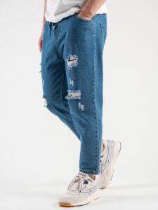 Jeans con rotture e coulisse CR2228 Blu (3)