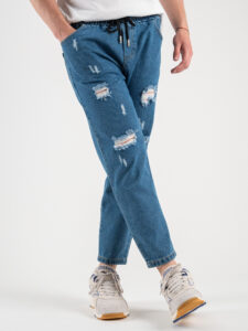 Jeans con rotture e coulisse CR2228 Blu (4)