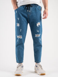 Jeans con rotture e coulisse CR2228 Blu (5)