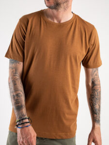 OVER-D T-shirt morbida tinta unita in cotone OM115TST02 Cacao (3)
