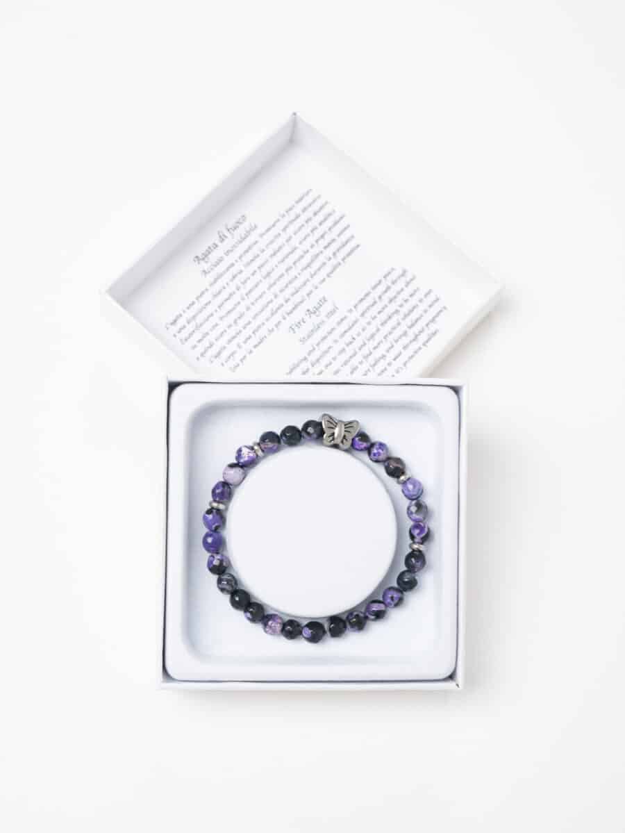 Braccialetto elasticizzato con perline colorate AGATA STRIATA Viola