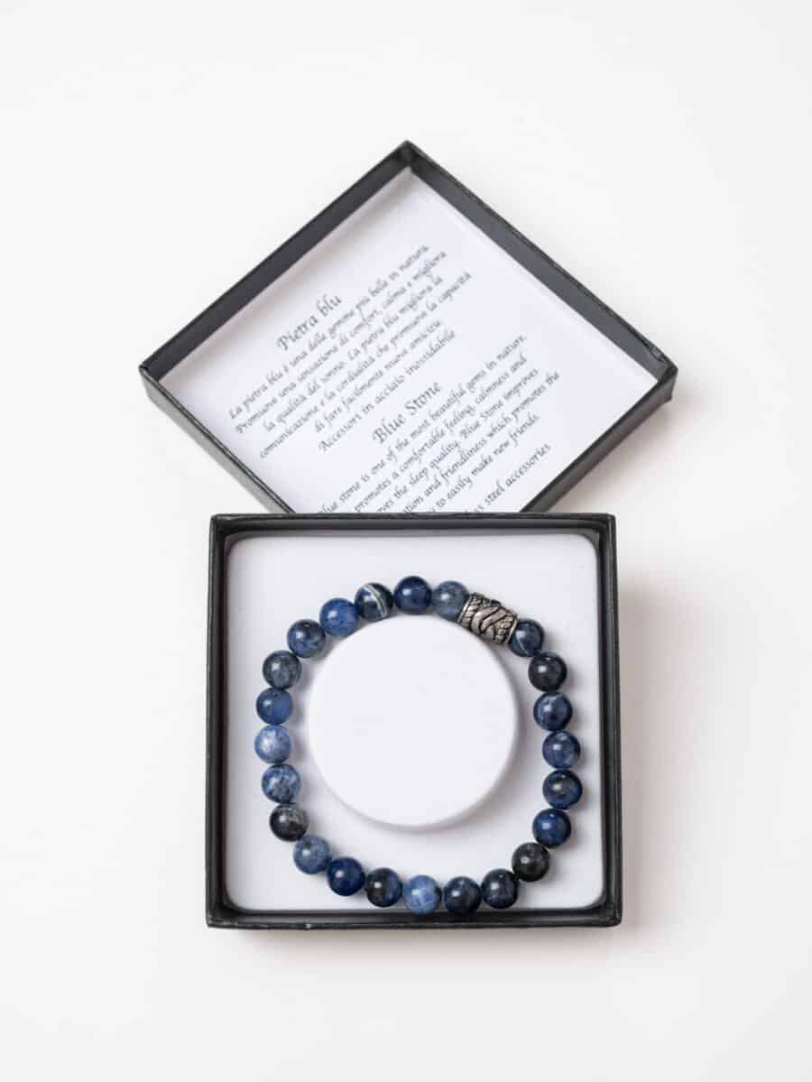 Braccialetto elasticizzato con perline colorate PIETRA Blu