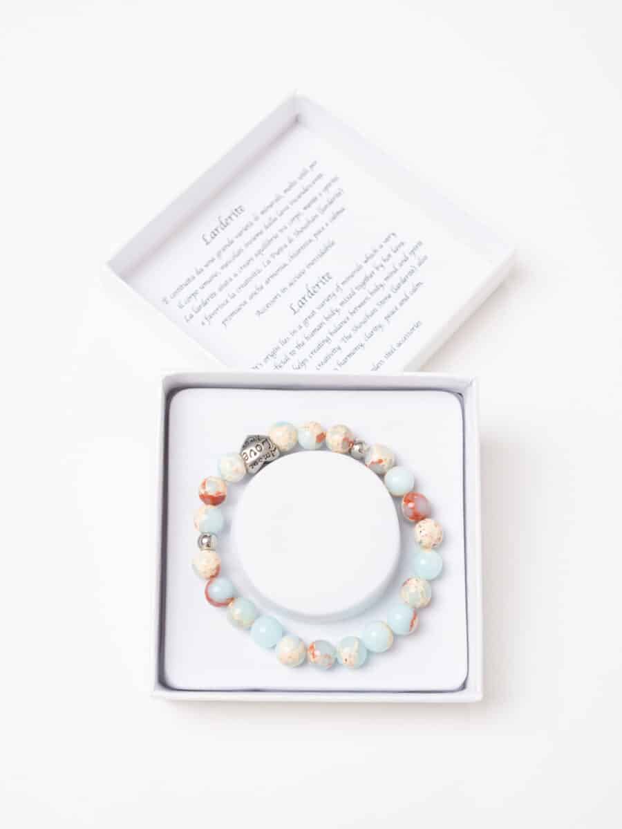 Braccialetto elasticizzato con perline colorate LARDERITE Azzurro