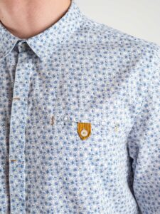 BERNA Camicia bianca con colletto fantasia fiori 220089 Azzurra (1)