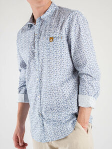 BERNA Camicia bianca con colletto fantasia fiori 220089 Azzurra (2)