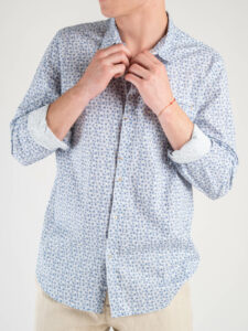 BERNA Camicia bianca con colletto fantasia fiori 220089 Azzurra (3)
