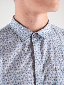 BERNA Camicia bianca con colletto fantasia fiori 220089 Azzurra (5)